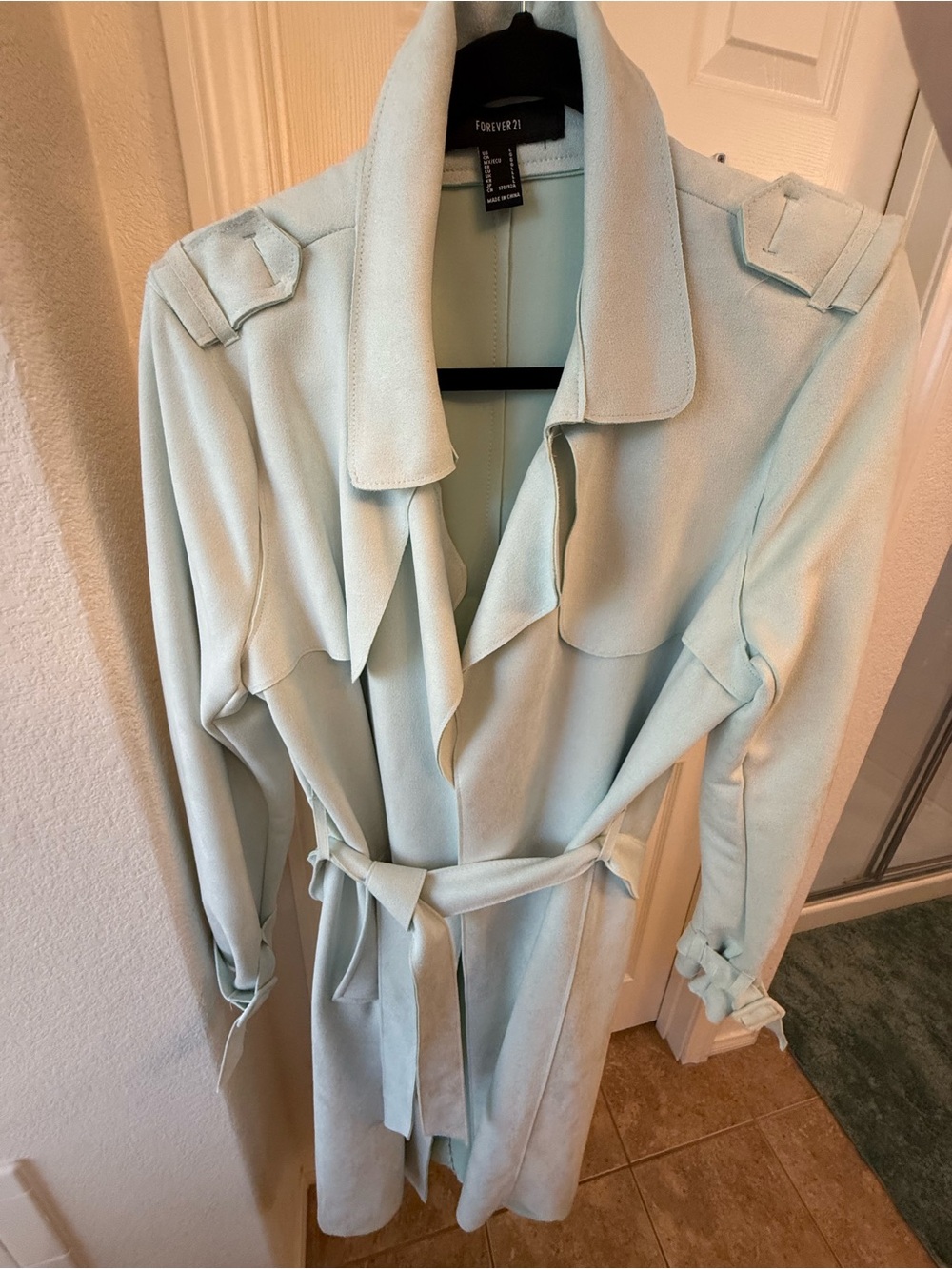 Light Mint Trench Coat with Tie Belt